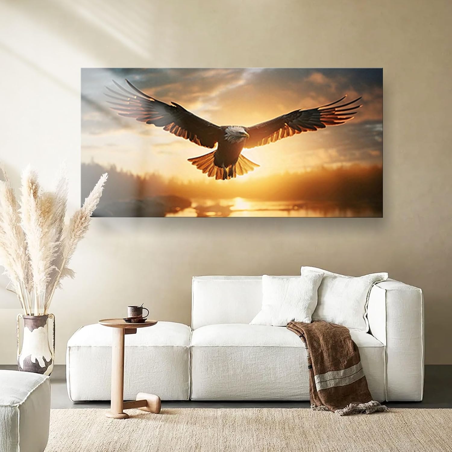 JLXART Nature Artwork Canvas Wall Art Bald Eagle Sea Picture Living Room Office Home Decoration,20X40inch - Image 7