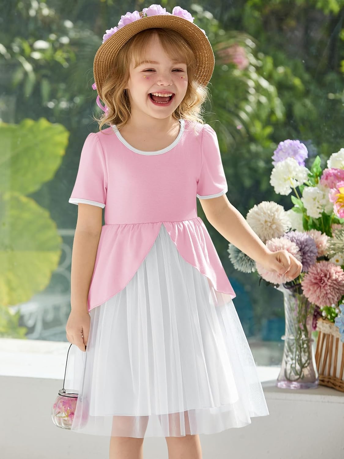 Haloumoning Toddler Baby Girl Tutu Dress Little Kids Cute Short Sleeve Ruffle Party Dresses 9M-8Y - Image 2