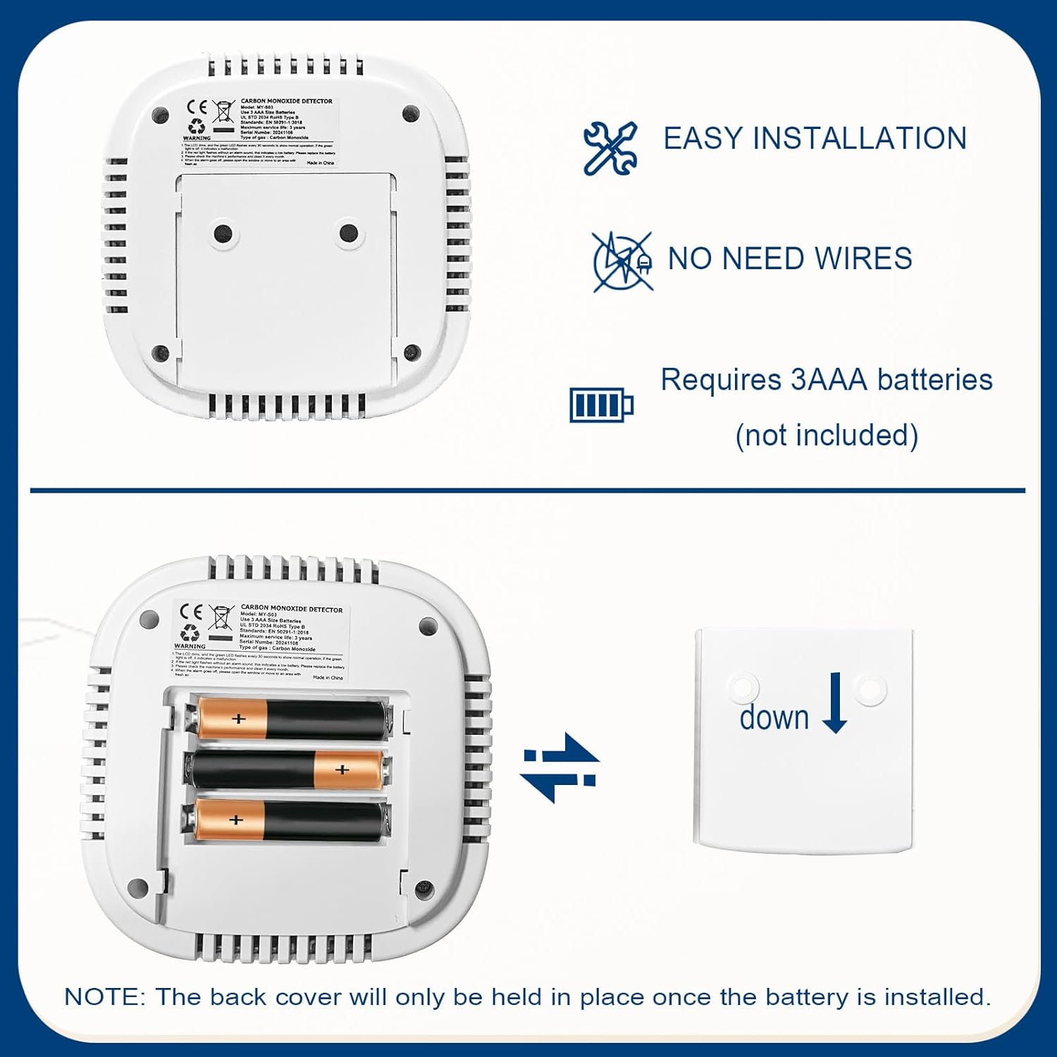 3 Pack Carbon Monoxide Detectors,CO Alarm Detector Monitor Power Operated,Portable Traval Carbon Monoxide Alarm/Monitor with Digital LCD Display for Home/Hotel/Office/RV - Image 4
