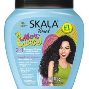 SKALA Expert Mais Cachos 2 in 1 Treatment Cream & Leave In Conditioner for Curly Hair, Vegan Hair Mask, Shea Butter & Castor Oil, Deep Hydration Mask, Softening & Smoothing, Anti Frizz Formula, 1000g