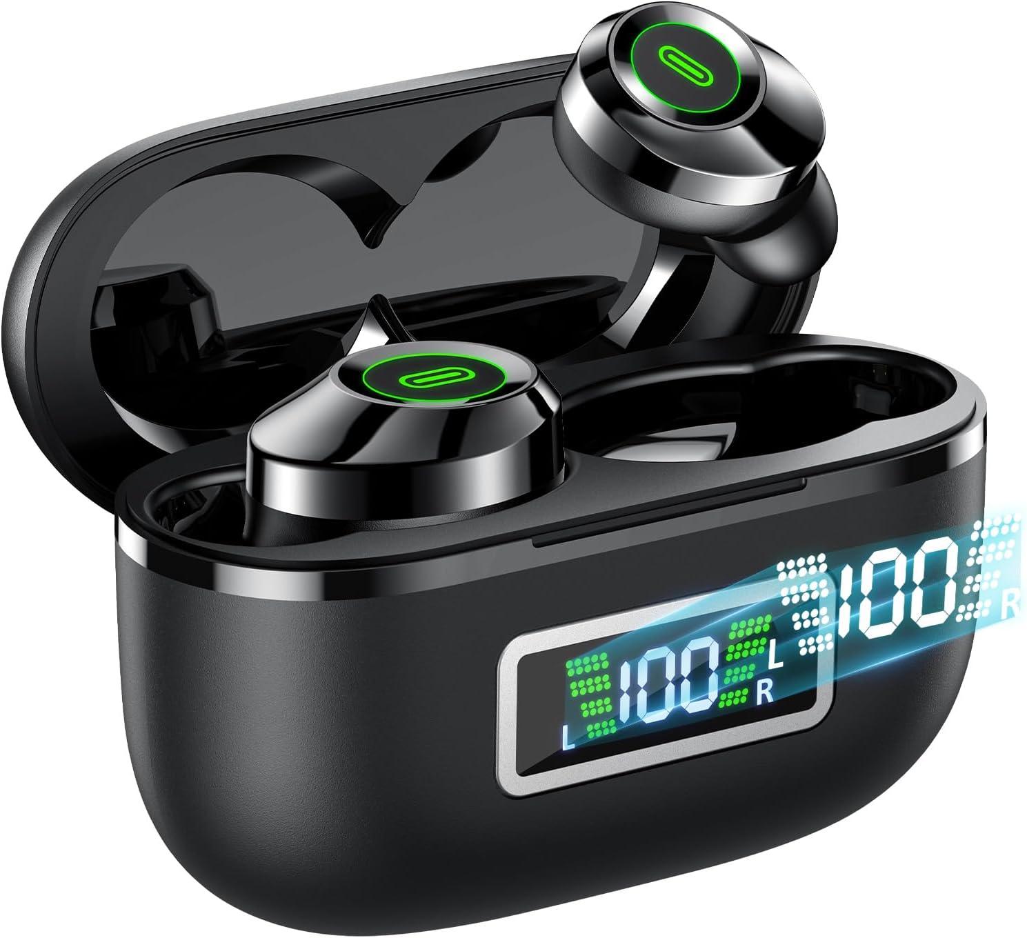 Wireless Earbuds, Bluetooth 5.5 Headphones Bass Stereo, Ear Buds with Noise Cancelling Mic, LED Display in Ear Earphones 80H Playtime, USB-C IP7 Waterproof Bluetooth Earbuds for Phones/Sports/Work - Image 7