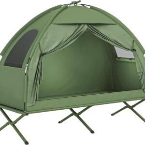 Outsunny Camping Tent Cot, Single Person Folding Cot Combo, Off-Ground Tent, Covered Outdoor Bed with Carry Bag for Hiking, Camping