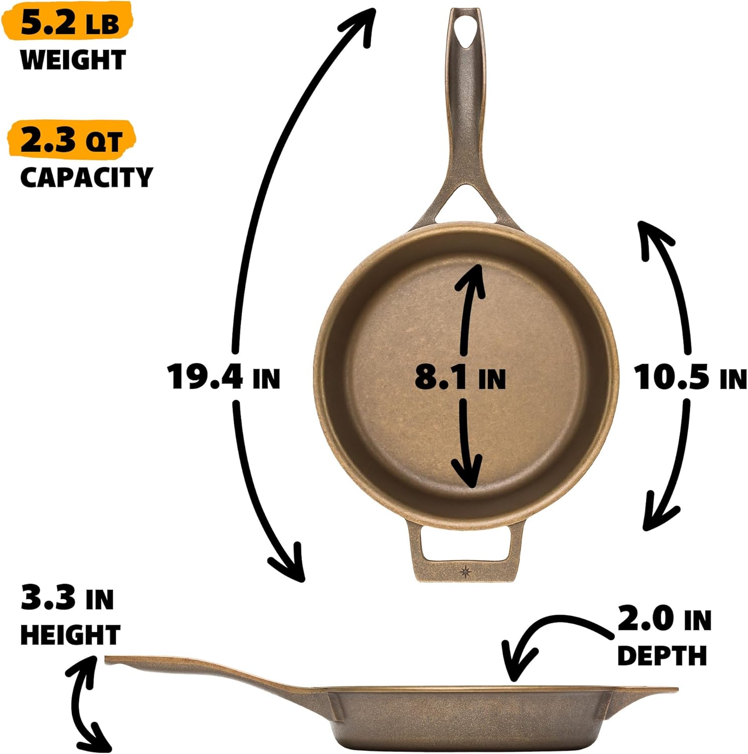 Stargazer 10.5-Inch Cast Iron Skillet | Made in USA, Seasoned, Premium Frying Pan for Grilling, Searing, Baking & More – Durable Cast Iron with Smooth Cooking Surface - Image 5