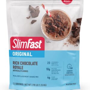 SlimFast Meal Replacement Powder, Original Rich Chocolate Royale, Weight Loss Shake Mix, 10g of Protein, 52 Servings (Packaging May Vary)
