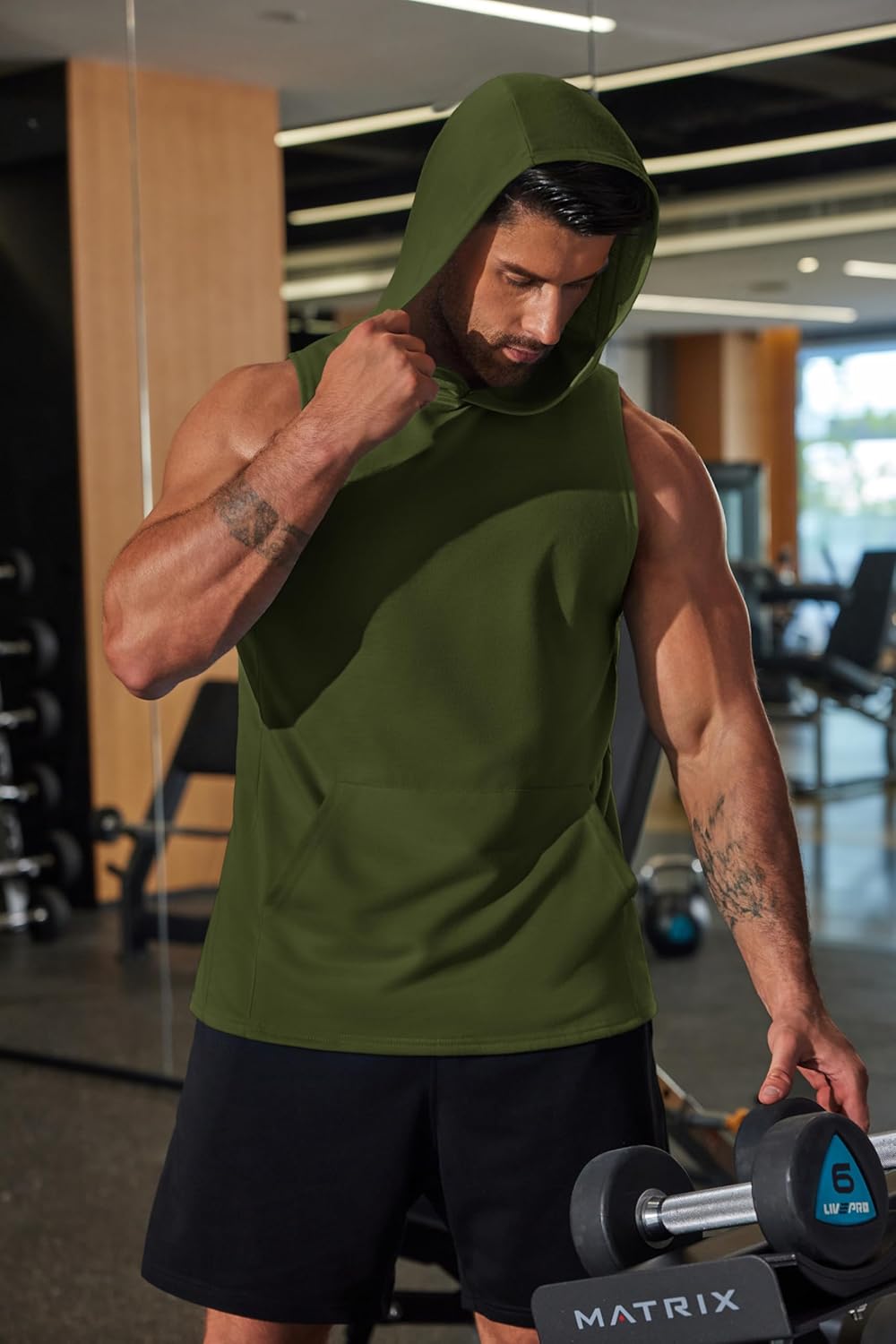 COOFANDY Men's 2 Pack Workout Hooded Tank Tops Bodybuilding Muscle Cut Off T Shirt Sleeveless Gym Hoodies - Image 3