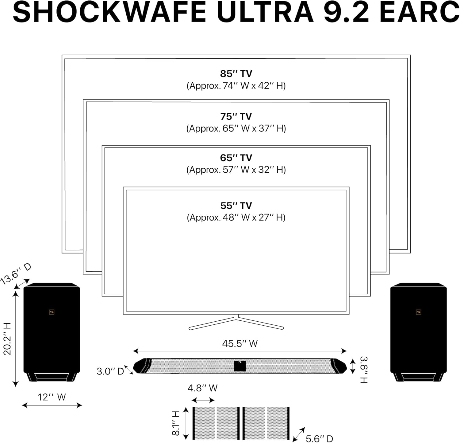 Nakamichi Shockwafe Ultra 9.2.4 Channel Dolby Atmos/DTS:X Soundbar with Dual 10" Subwoofers (Wireless), 4 Rear Surround Effects Speakers, eARC and SSE Max Technology (Flagship) - Image 2