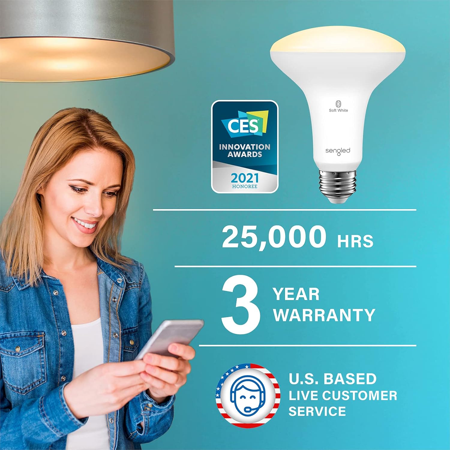 Sengled Alexa Light Bulb, BR30, S1 Auto Pairing with Alexa Devices, Smart Flood Light Bulb That Work with Alexa, Warm Light Bulbs, E26, Led Lights, 65W Equivalent Recessed, No Hub Required, 2-Pack - Image 2