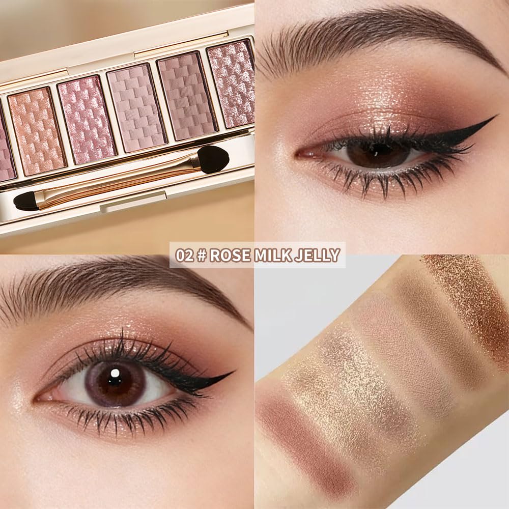 Rose Mauve Neutral Nude Eyeshadow Palette – 6 Matte & Shimmer Eye shadow, Soft Pink & Mauve Tones, Blendable Long-Lasting Eye Shadow Kit for Natural Everyday Makeup, Soft Glam Looks & Mature Eyes 2 - Image 4