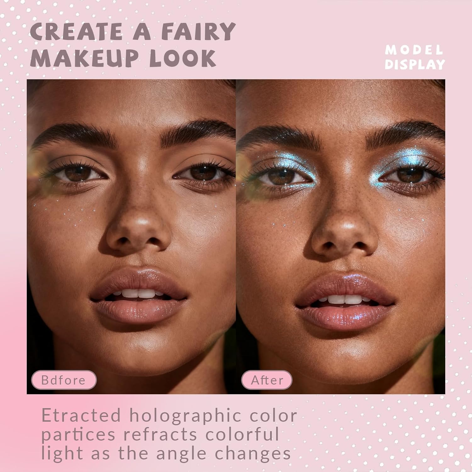 Holographic Duochrome Blue Glitter Eyeshadow, Color Shift Metallic Shimmer Eyeshadow Palette, Chameleon Sparkle Inner Corner Eye Highlighter, Iridescent Eye Shadow Palette Fairy Makeup#04 - Image 6