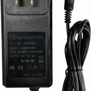 Bbaysources 15V AC/DC Adapter Compatible with Amazon Echo 1st 2nd Gen Plus (1st Generation) Show 1st Fire TV 2nd Echo Look Link Smart Display Speakers Alexa Streamer Box PS73BR RE78VS PS96CW LC89KS
