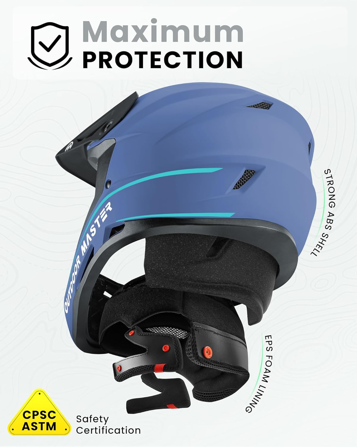 OutdoorMaster Full Face Mountain Bike Helmet for Men & Women - Durable, Impact Resistant, Ventilated, Adjustable Visor - Downhill Race BMX MTB Helmet - Image 2