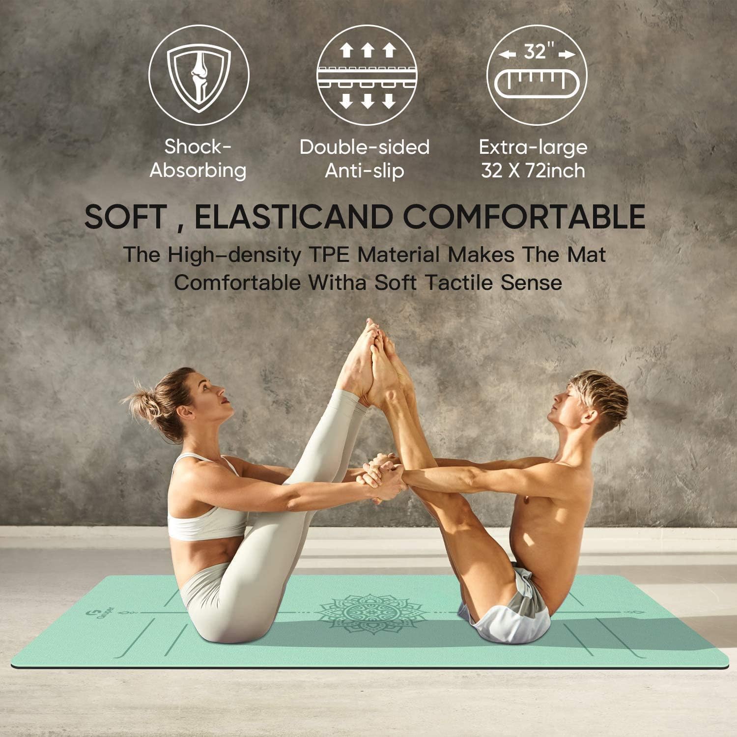 Yoga Mat Non Slip TPE Extra Wide Yoga Mat with Alignment Mark, 72"L x 32"W x 0.32"/0.24"Th (183cm x 80cm x 8mm/6mm), Anti-Tear Exercise Mat with Carrying Strap and Bag, Workout Mats for Yoga, Pilates - Image 7