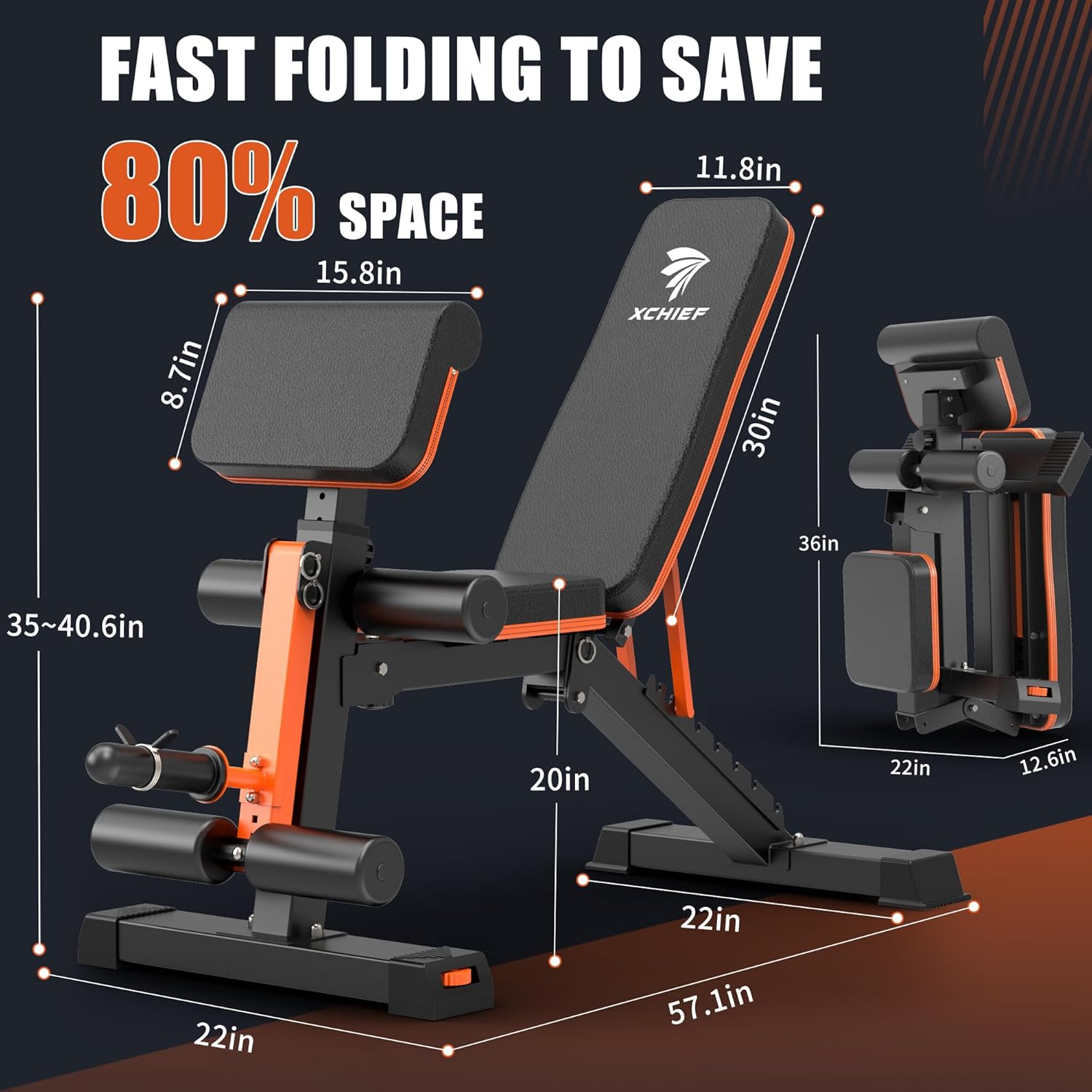 Adjustable Weight Bench - 1000LBS Capacity Heavy Duty Foldable Workout Bench for Full Body Exercise, Flat/Incline/Decline, Bench Press for Home Gym with Preacher Pad & Leg Extension - Image 4