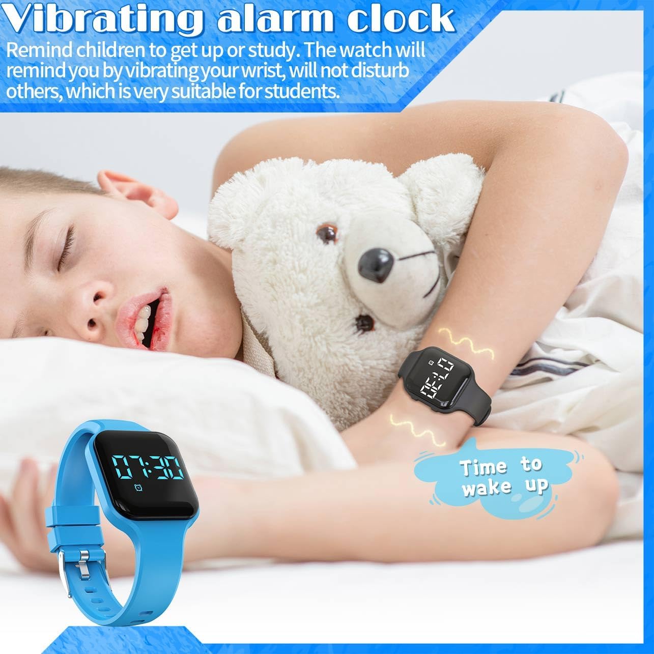 Children Simple Fitness Tracker Watch, Digital Step Counter Sport Watch, Waterproof Wristwatch, with Pedometer Alarm Clock Calendar for Kids Boy Girl Students (Blue) - Image 6