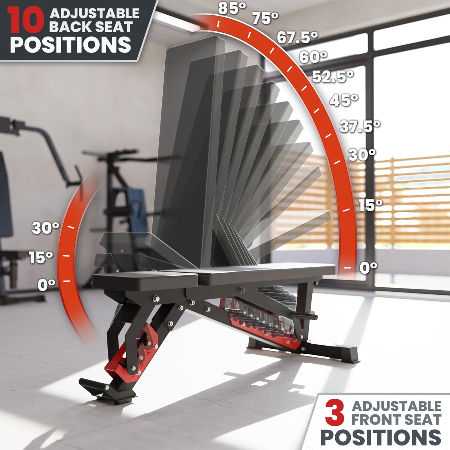 Synergee Adjustable Wing Back Workout Bench. Weight Bench for Dumbbell & Barbell Press Exercises & Workouts. Great for Commercial, Garage and Home Gym. - Image 4