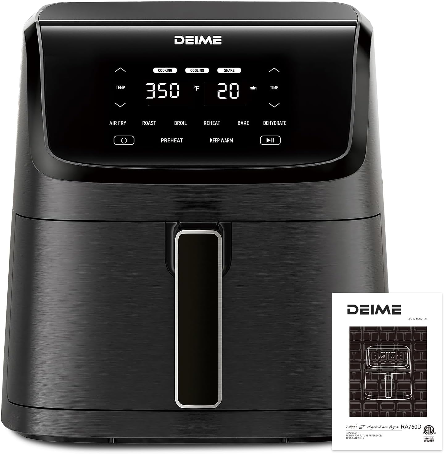 DEIME Air Fryer 7.2 QT 1700W Oilless Oven Healthy Cooker Air Fryers Large Capacity with 8 Presets, LCD Touch Screen, Customerizable Cooking, Non-Stick Basket (Black) - Image 9