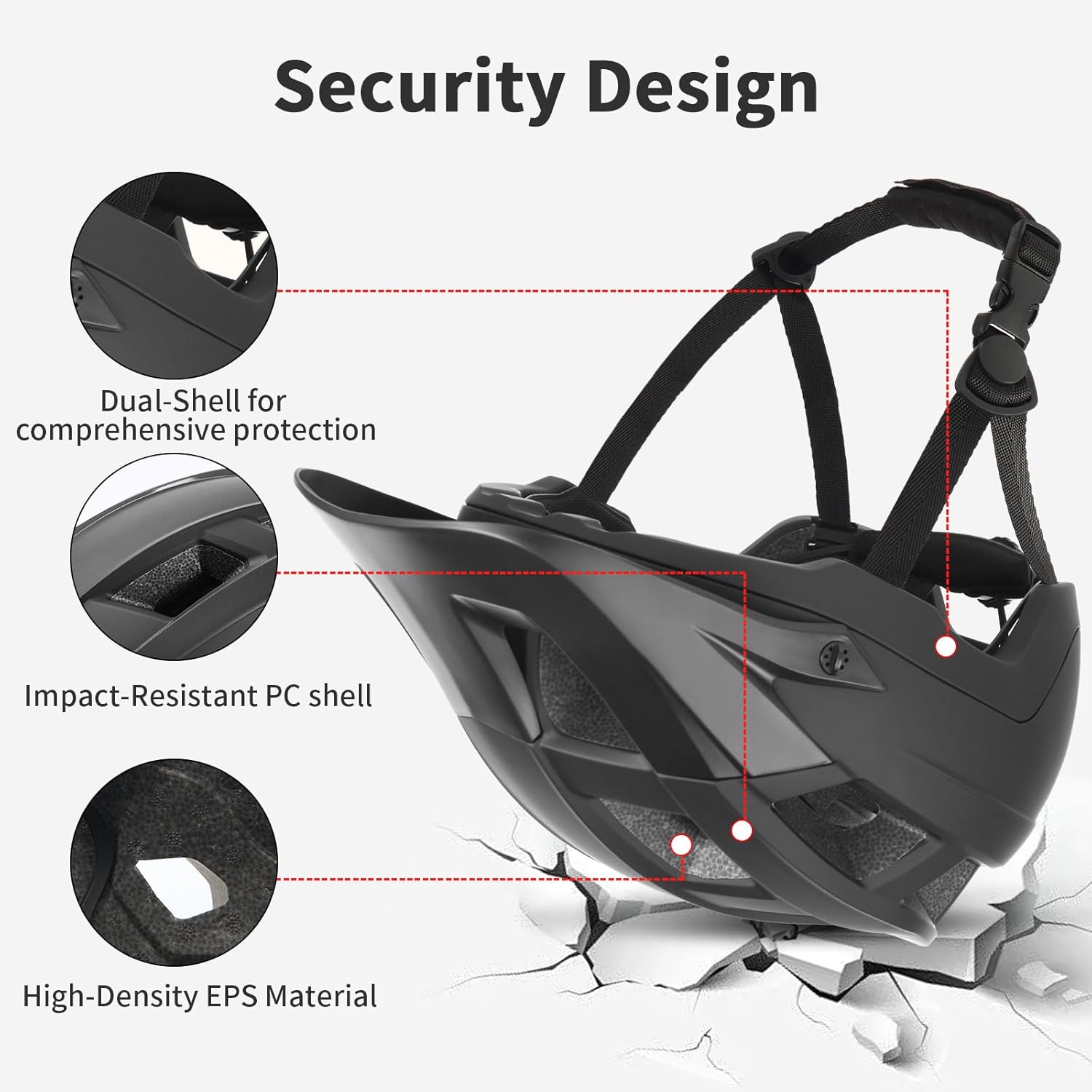 Mountain Bike Helmet for Adults - Dual Shell Lightweight MTB Bicycle Helmet Adjustable for Adults Men Women Youth - Image 6