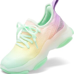 DREAM PAIRS Girls Slip-On Sneakers Kids Sparkle Pop Lightweight Jelly Sole Walking Shoes