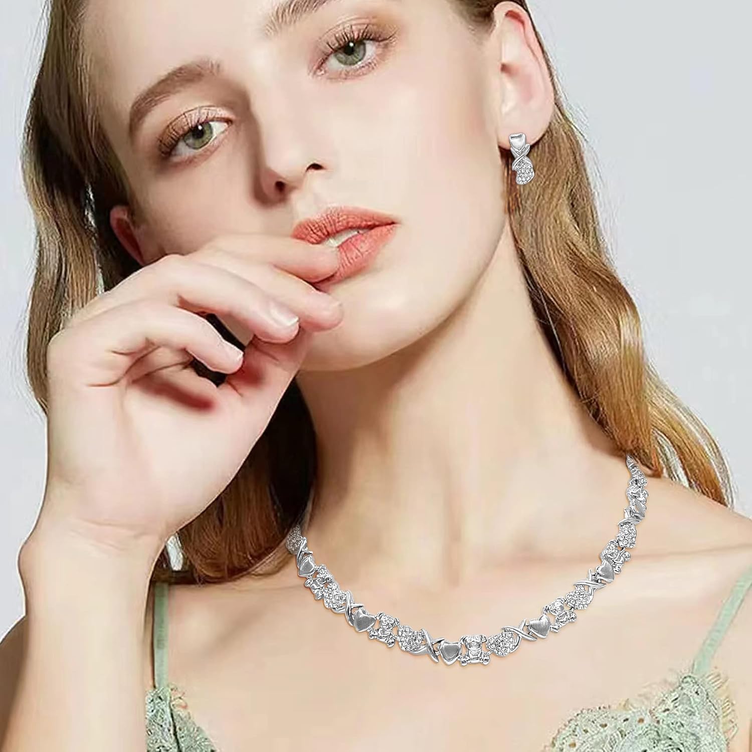 Gold Jewelry Sets for Women 18K Gold/Silver Filled Jewelry Necklace Set Wedding Bridal Fashion Jewelry Sets Women Accessories Bracelets Earrings and Rings Sweetheart Gifts - Image 5