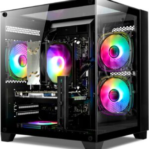 Gaming PC Desktop Computer – Ryzen 5 5500, 3050 8GB, 16GB DDR4 RAM, 512GB NVME SSD, Prebuilt Tower Computer (Black)