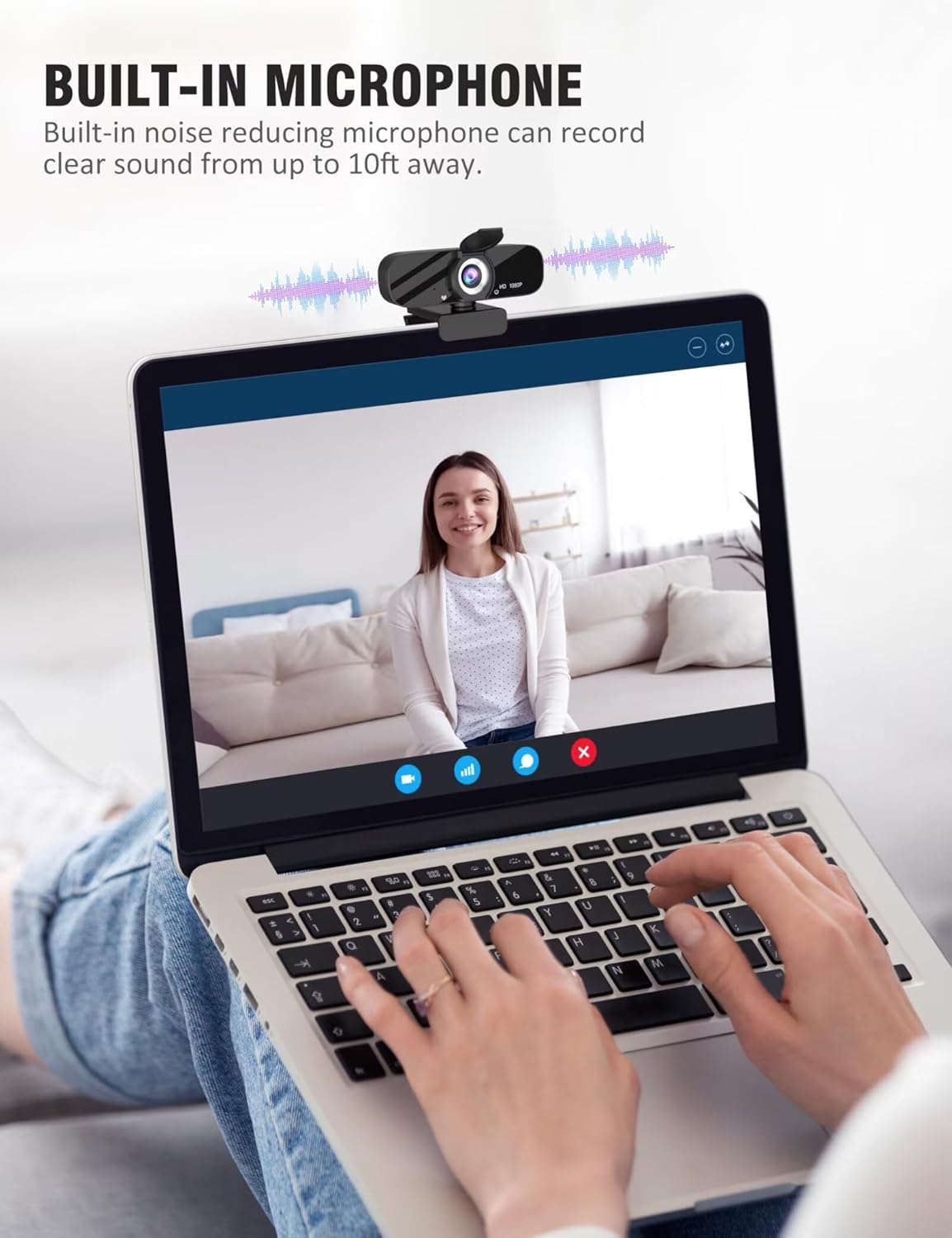 Tewiky Full HD Webcam with Built-in Microphone and Rotatable Tripod, 1080P Video and Wide Angle Camera, Privacy Cover, for Desktop PC or Laptop Computer - Image 7