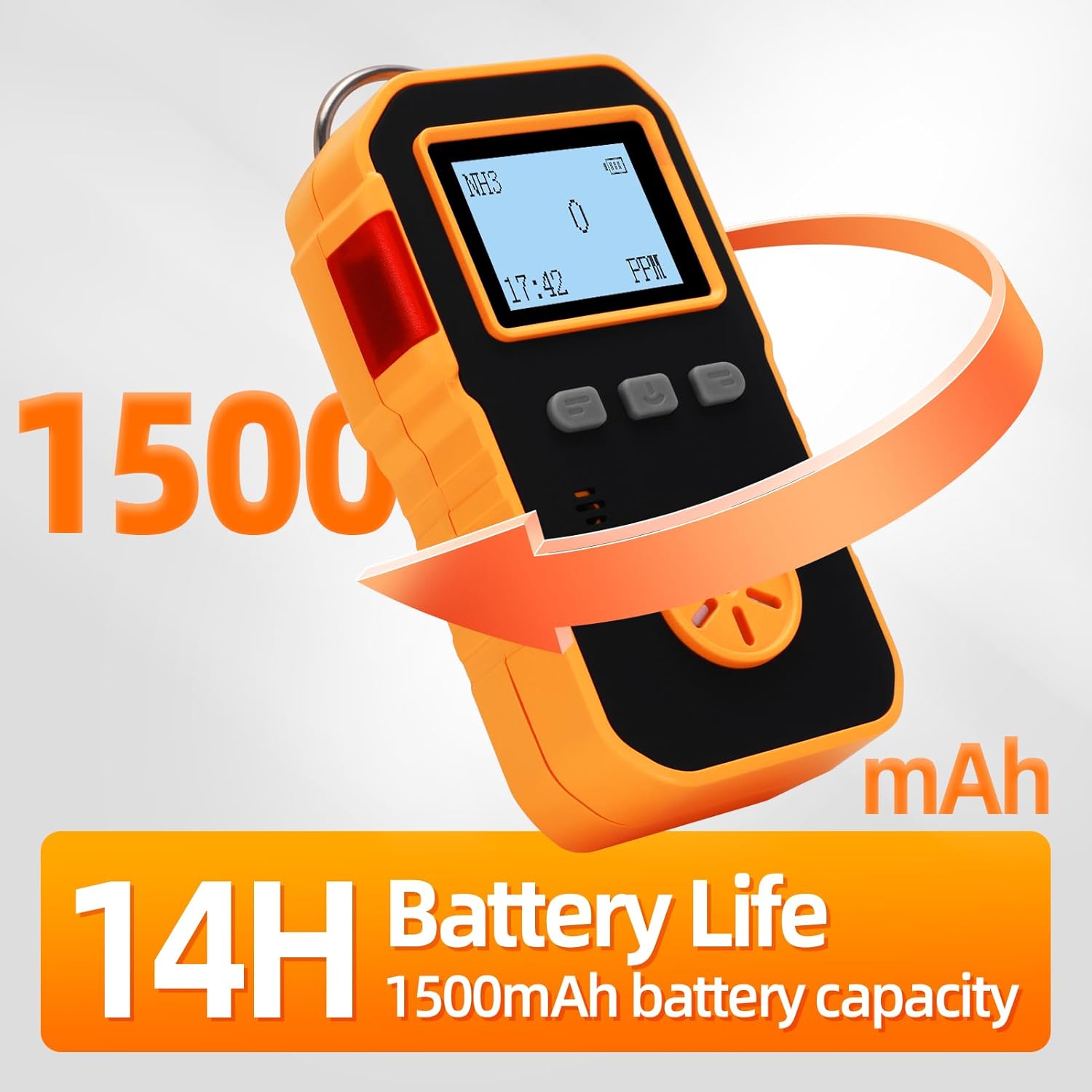 Ammonia Meter, NH3 Gas Leak Detector, 0-100ppm Monitor with 2 Sensitivity Level, Explosion-Proof Industrial Tester, Rechargeable Battery Operated Reader, Alarm Safety for Work Home - Image 4