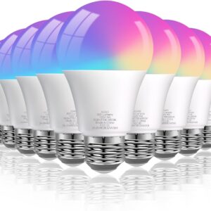 DAYBETTER Smart Light Bulbs, Smart Bulb Compatible with Alexa & Google Home, A19 E26 2.4G WiFi Bluetooth Alexa Light Bulbs, RGBCW Color Changing LED Light Bulb, 60W Equivalent, 800LM, 10Pack