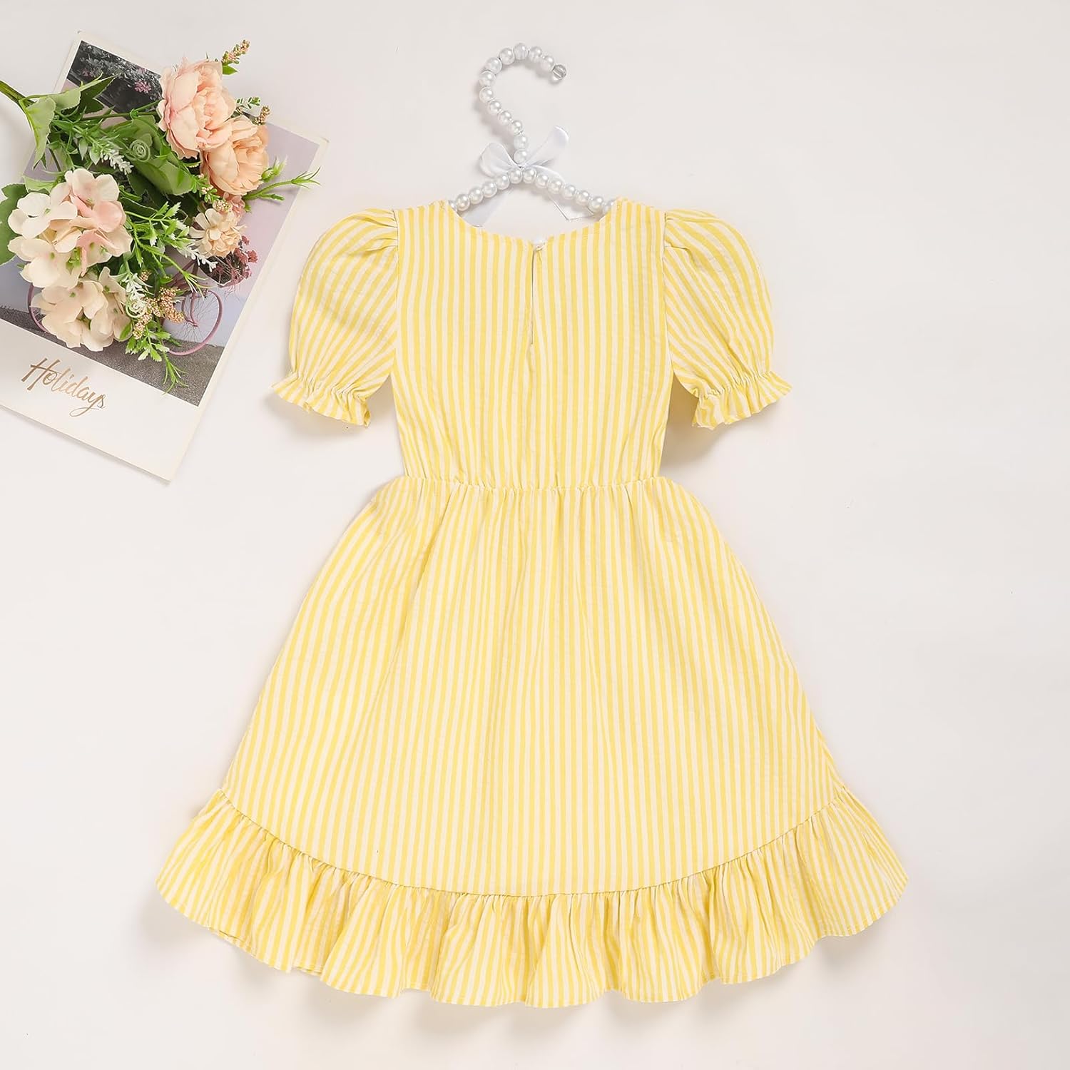 GRNSHTS Toddler Girl Summer Dress Kids Striped Puffed-Sleeve Casual Dresses 1-6Y - Image 4