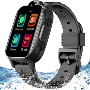 4G GPS Smart Watch for Kids with Calling Whatsapp Line Facebook TikTok Tracker Phone Watch Video Call SOS Alarm Voice Chat Message Real-Time Elderly Tracking Smartwatch for Age 3-15 Gift Black