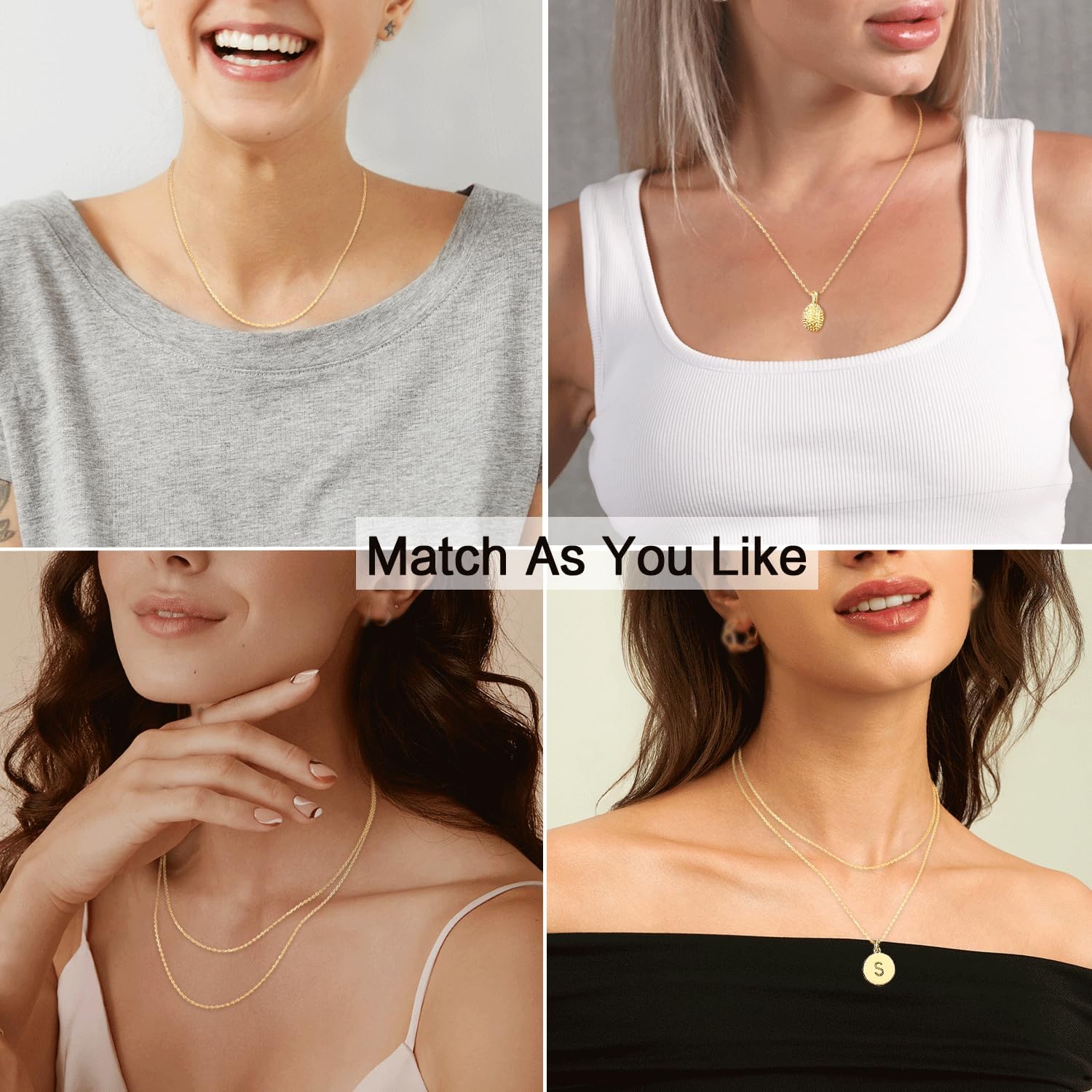 Jewlpire 14K Plated Gold 925 Sterling Silver Chain Necklace for Women, 1.1mm 1.3mm Cable Chain Necklace Comfortable Women's Chain Necklaces 14 16 18 20 22 24 26 Inch - Image 5