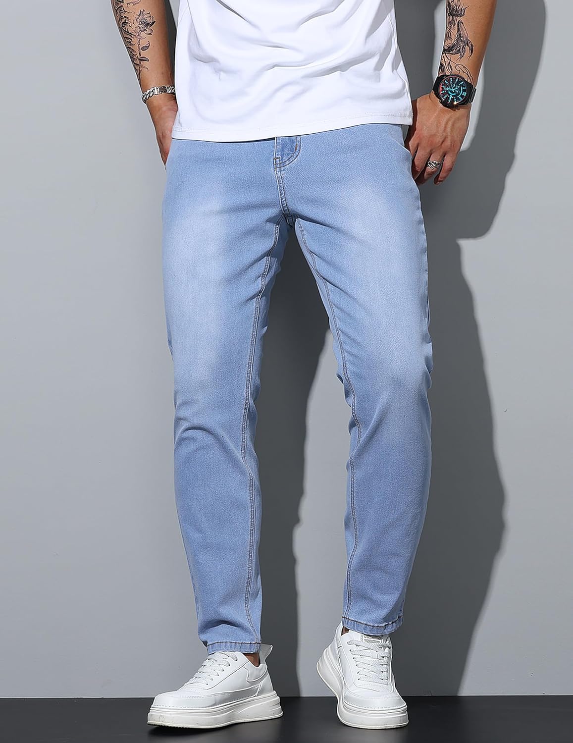 Men’s Regular Fit Jeans Classic Straight-Leg Stretch Denim Pants Comfort Casual Jeans - Image 4