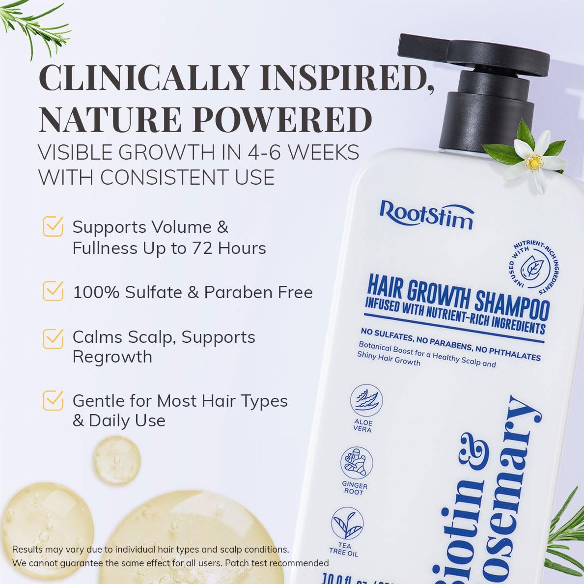 Biotin & Rosemary Shampoo for Hair Growth: Hair Loss Shampoo for Thinning Hair Infused with Nutrient Rich Ingredients for Hair thickening Sulfate Free 10 fl oz - Image 2