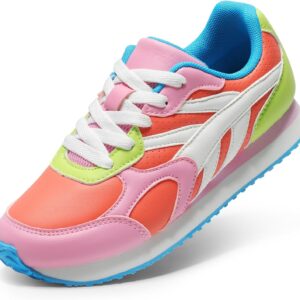 DREAM PAIRS Girls Sneakers Lace-up Tennis Running Casual Footwear LilLegends Lightweight Classic Walking Shoes for Little/Big Kid