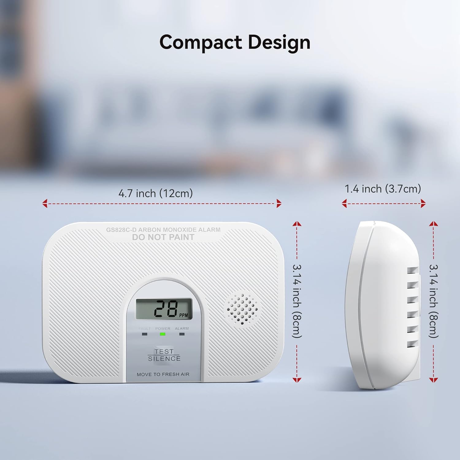 Carbon Monoxide Detector, 10-Year Life Carbon Monoxide Alarm, Replaceable Battery CO Detector with LCD Digital Display and Test Button, 3 LED Lights CO Alarm for Home, GS828C-D, 2 Pack - Image 9