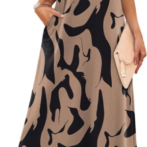 WIHOLL Women’s Maxi Dresses V Neck Vacation Beach Sundresses Floral Travel Summer Dress