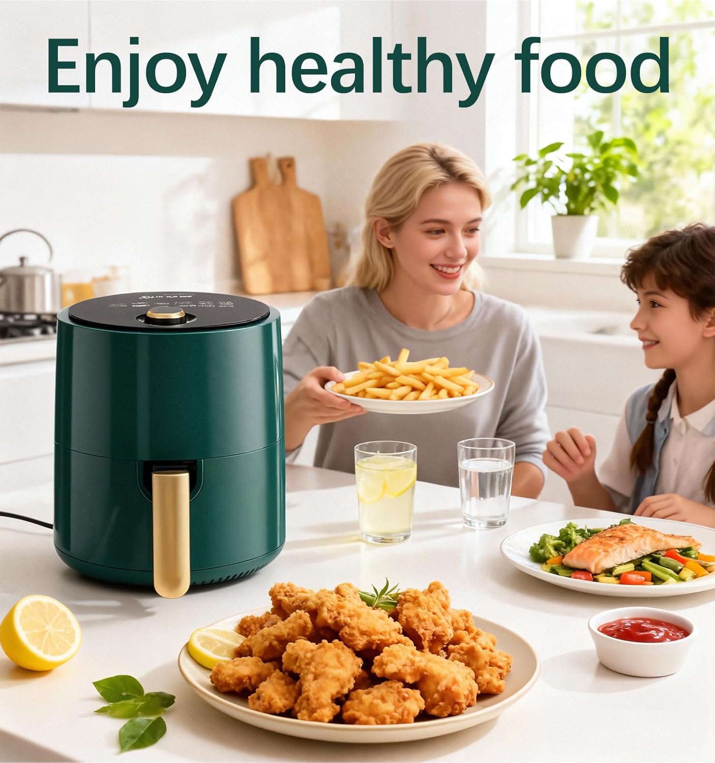 800W Air Fryer - 3QT Compact Size, Powerful Turbo Heating for Quick & Even Cooking, User-Friendly, Versatile for Frying/Roasting, Durable Design - Image 2