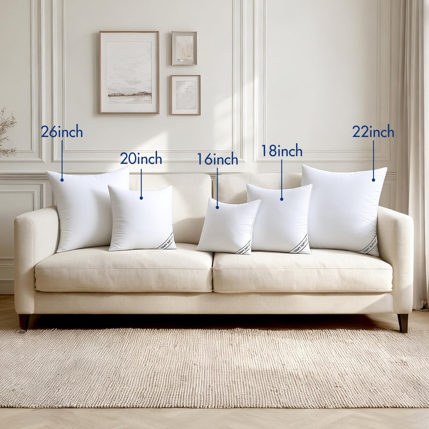 MIULEE 18x18 Inch Pillows Inserts, Pack of 4 Down Alternative Virgin Filling Comfy Support Throw Pillows for Sofa Couch Bed - Image 4