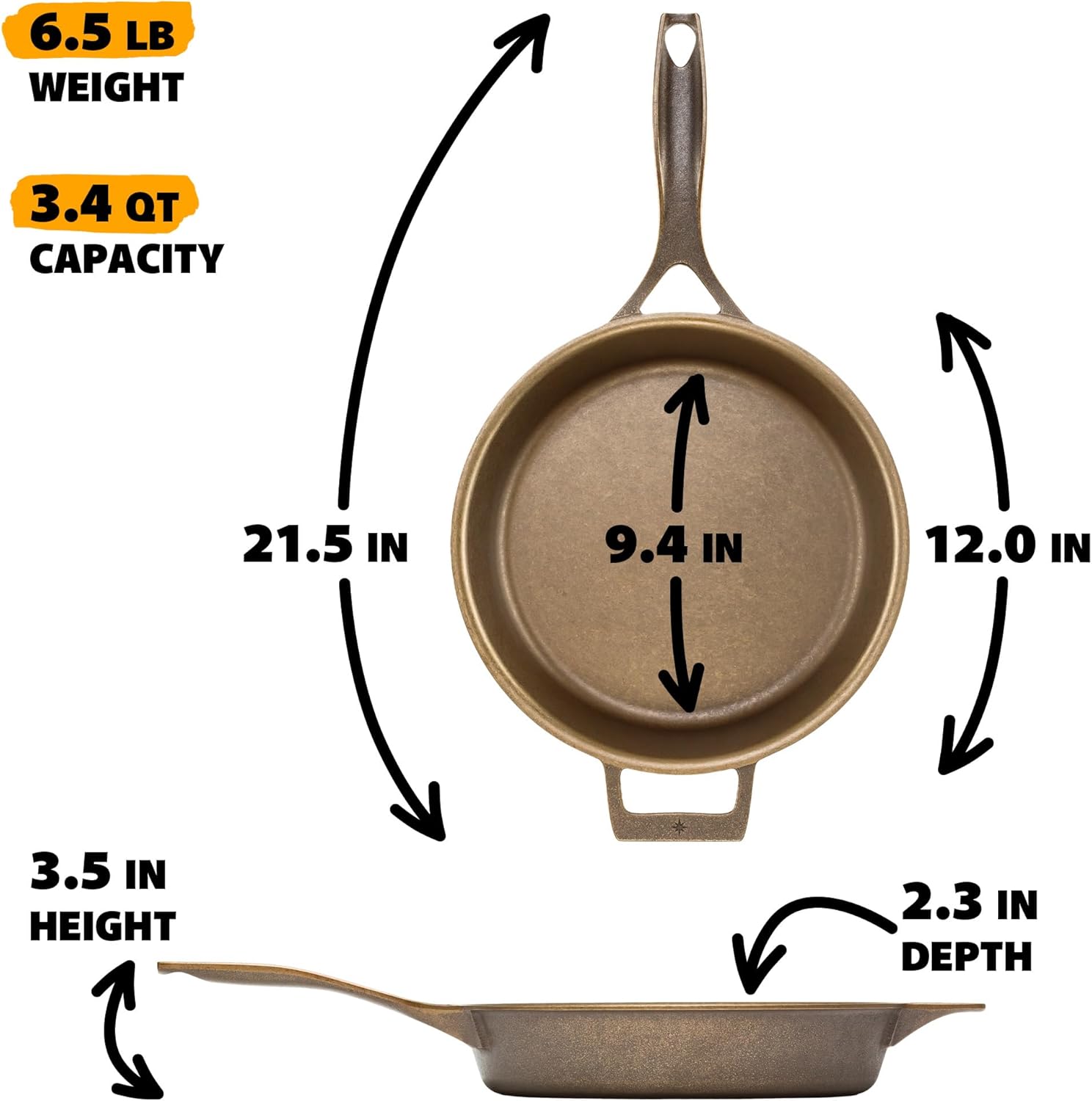 Stargazer 12-Inch Cast Iron Skillet | Made in USA, Seasoned, Premium Frying Pan for Grilling, Searing, Baking & More – Durable Cast Iron with Smooth Cooking Surface - Image 5