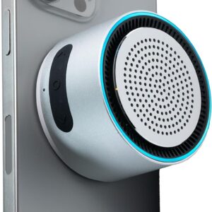 MagSound MagBeat Bluetooth Speaker with Magnetic Wireless Charger (Titanium), Portable Stereo Sync TWS, Booming Bass, Up to 10H, IPX7 Waterproof, Gift for Men