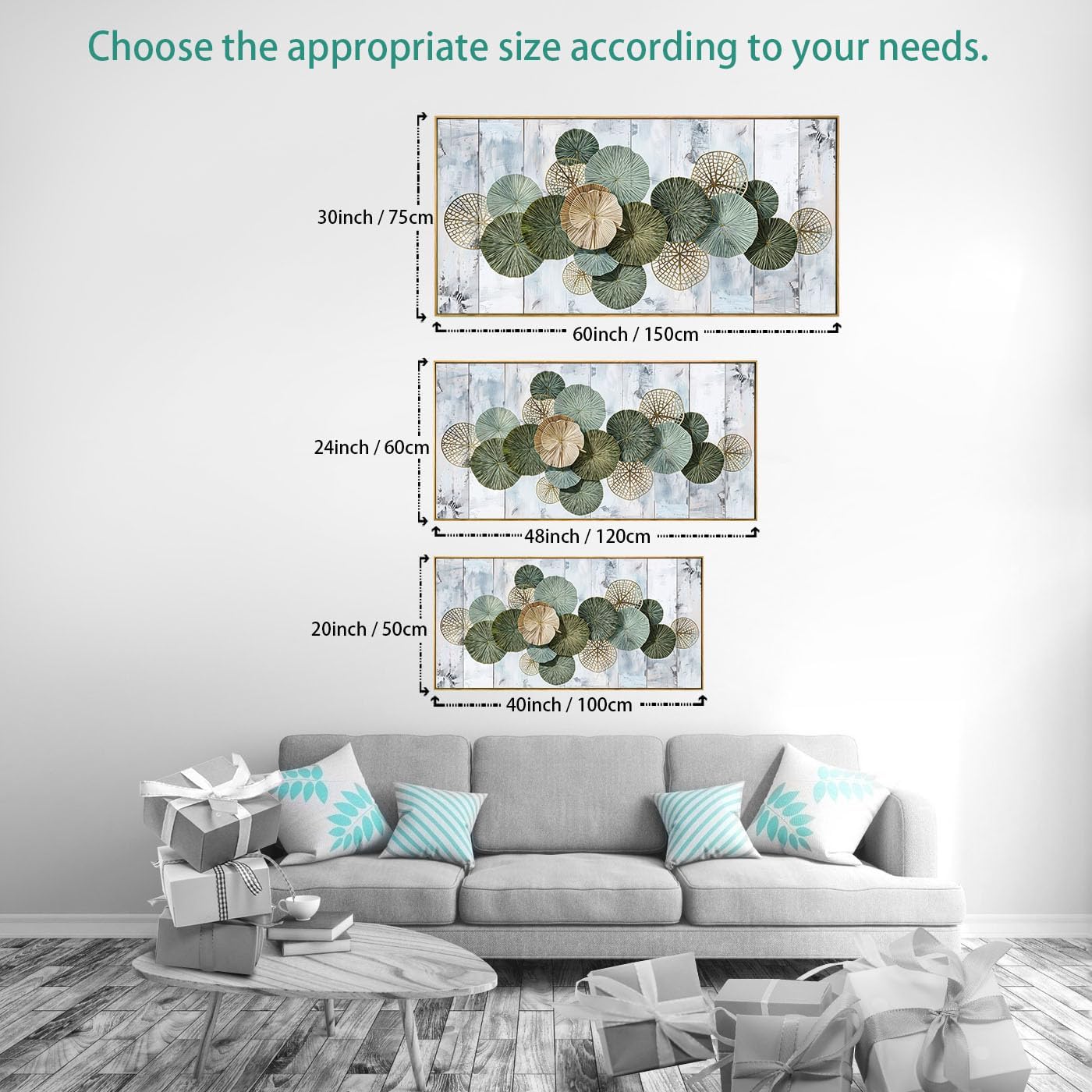 Wall Art Simple Wall Decor Green Canvas Painting Abstract Wall Art for Bedroom Living Room Dining Room Home Office Decor 30"x60" with Framed - Image 8