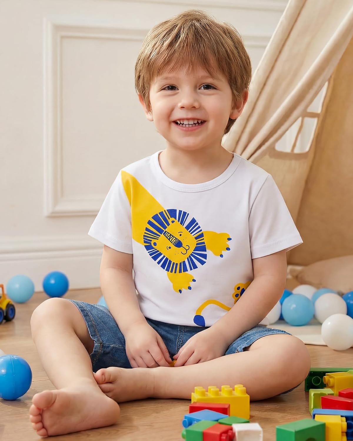 Jecson Toddler Boy Shirts Summer Short Sleeve T-Shirts Cotton Casual Graphic Crewneck Top Tees 4-Pack for 2-5 Years - Image 2