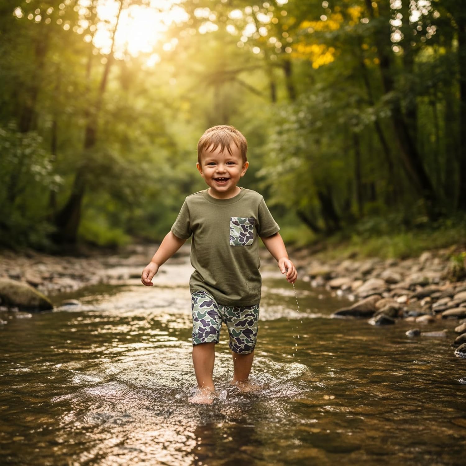 Toddler Baby Boy Summer Clothes Retro Camo Hunting Shirts T-Shirt + Camouflage Shorts Set 6 12 18 24 Months 2T 3T - Image 2