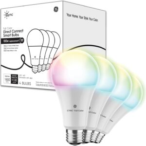 Cync GE A21 Smart LED Light Bulbs, Color Changing Room Decor, Bluetooth and WiFi Light Bulbs, 100W Equivalent, Work with Amazon Alexa and Google Home (4 Pack)