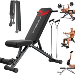 FONBEAR Adjustable Weight Bench, 660LBS Foldable Workout Bench for Full Body Strength Training, Multifunctional Bench Press Incline Decline Bench – Great for Beginners and Professional Use