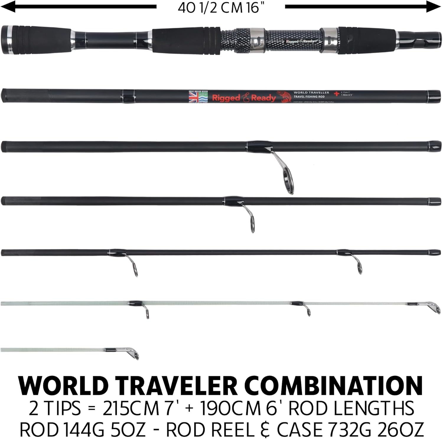 Rigged and Ready Smuggler Series™ Travel Fishing Rods. Super Compact, 1 Spinning Rod and Reel Combo, 4 Spin, 1 Casting Rod + Cases. 2, 3 or 4 Tips. Spin and General Freshwater - Saltwater Fishing - Image 2