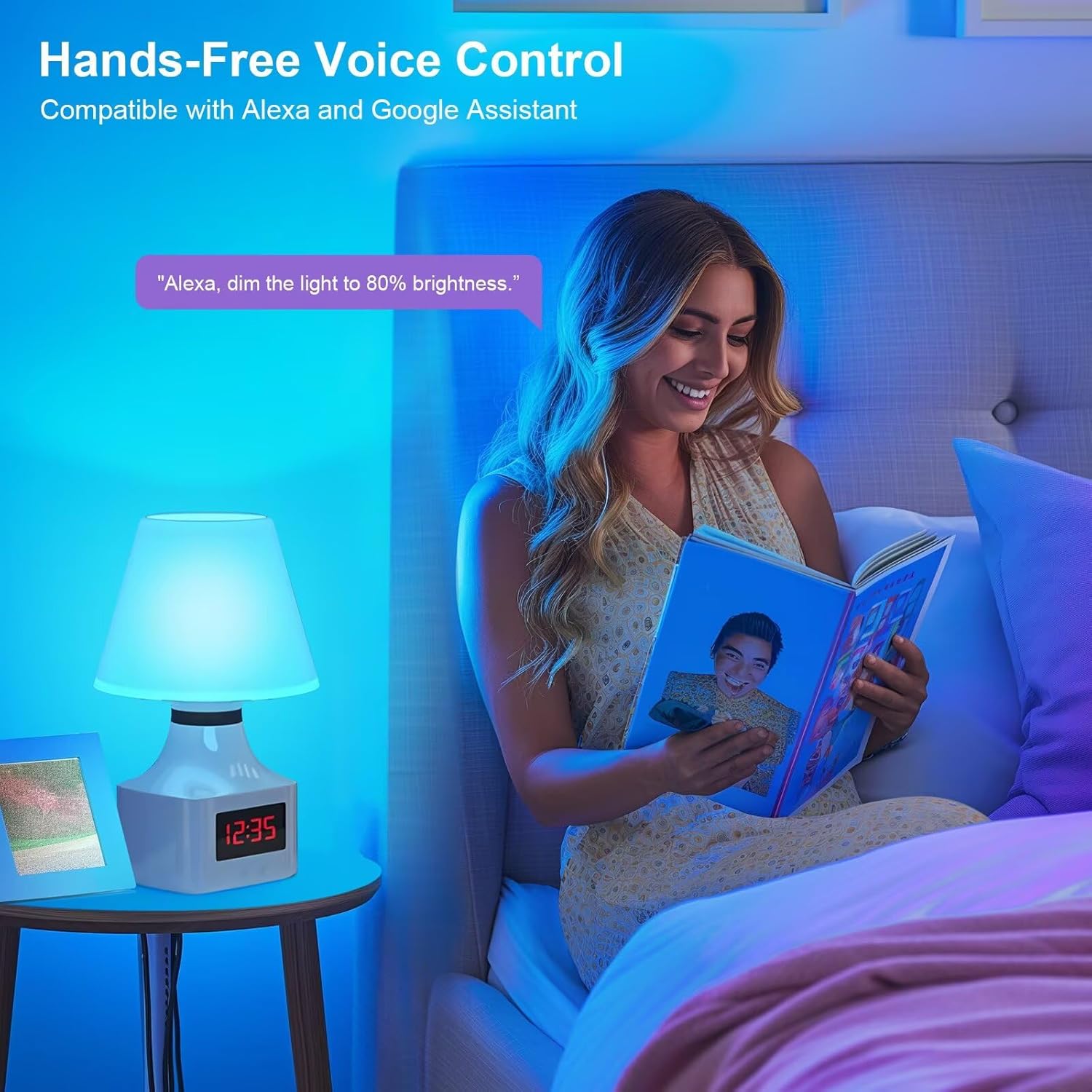 FRIDEKO HOME LED Smart Light Bulbs - Wi-Fi & Bluetooth Light Bulbs, Color Changing Light Bulb Compatible with Alexa and Google Assistant, A19 E26 RGBTW Light Bulb, 800LM (4 Pack) - Image 3