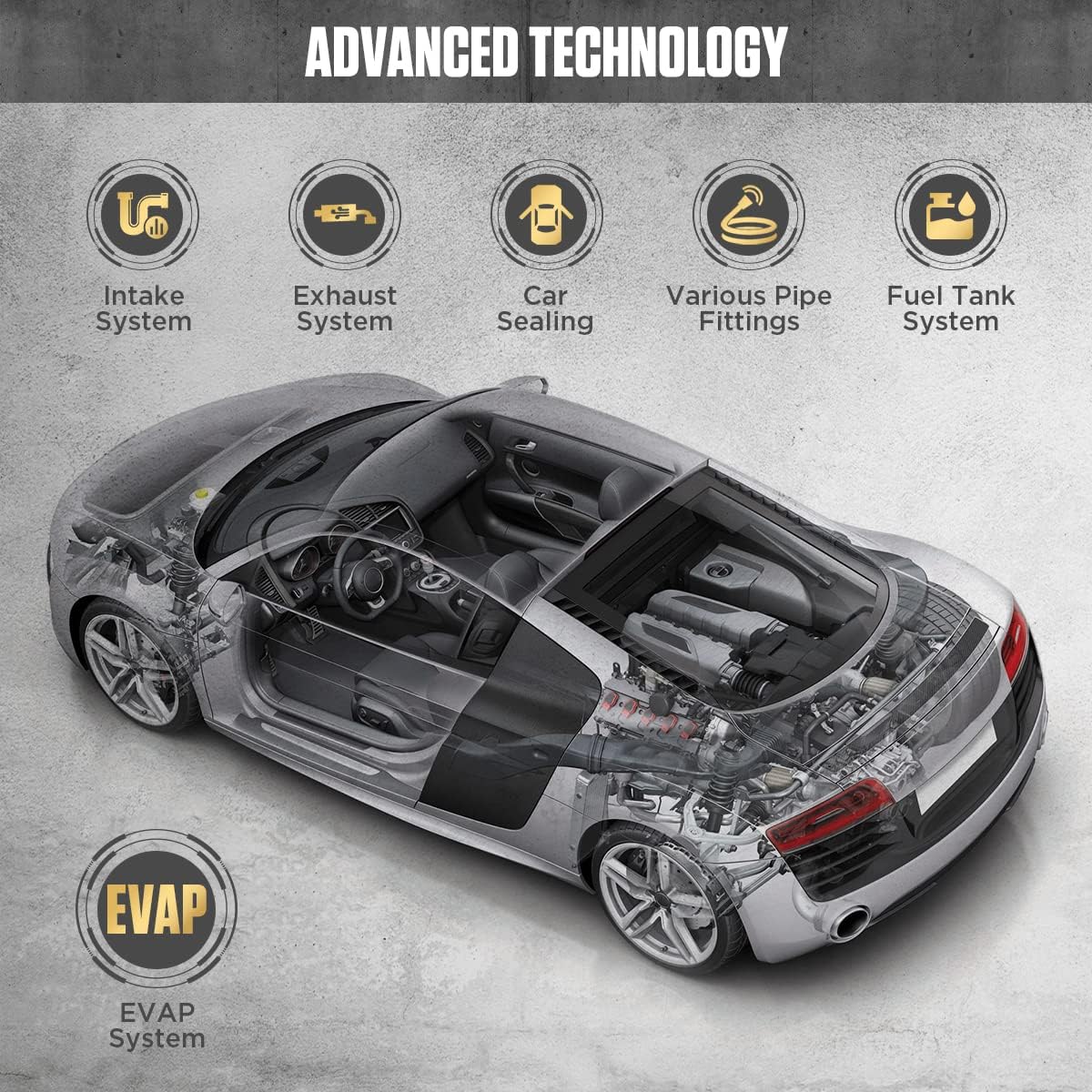 AUTOOL Smoke Machine Automotive Leak Detector,Evap Vacuum Smoke Diagnostic Tester,Pipeline Fuel Leakage Detector Compatible with 12V Vehicles - Image 5