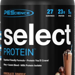 PEScience Select Protein Powder, Whey and Casein Blend, Clean Protein Powder for Women and Men, Low Calorie, Low Carb, Keto Friendly, Gluten Free – Chocolate Truffle – 27 Servings