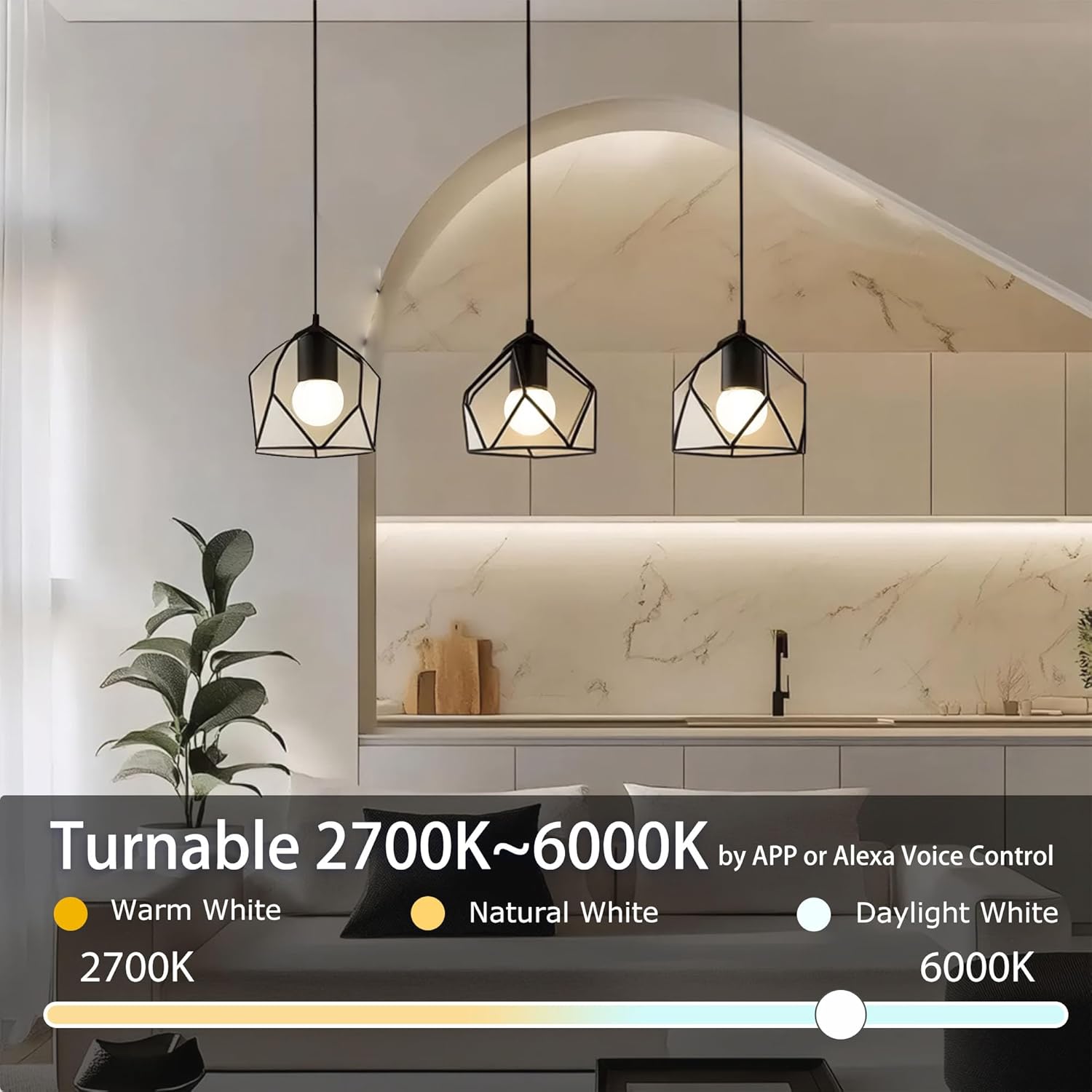 ILC G25 Globe Light Bulbs, App-Controlled LED Bulb with Bluetooth Mesh, 6W, 60W Equivatlent, 600LM, CCT: 2700K-6000K, CRI>95+, E26 Base, 120V for Vanity, Pendant fixtures, Bathroom (6 Pack) - Image 6