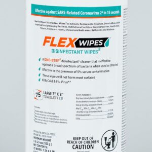 Flex Wipes Disinfectant Wipe 20075, Includes Six (6) 75-count Canisters, 8″ x 6″ wipes